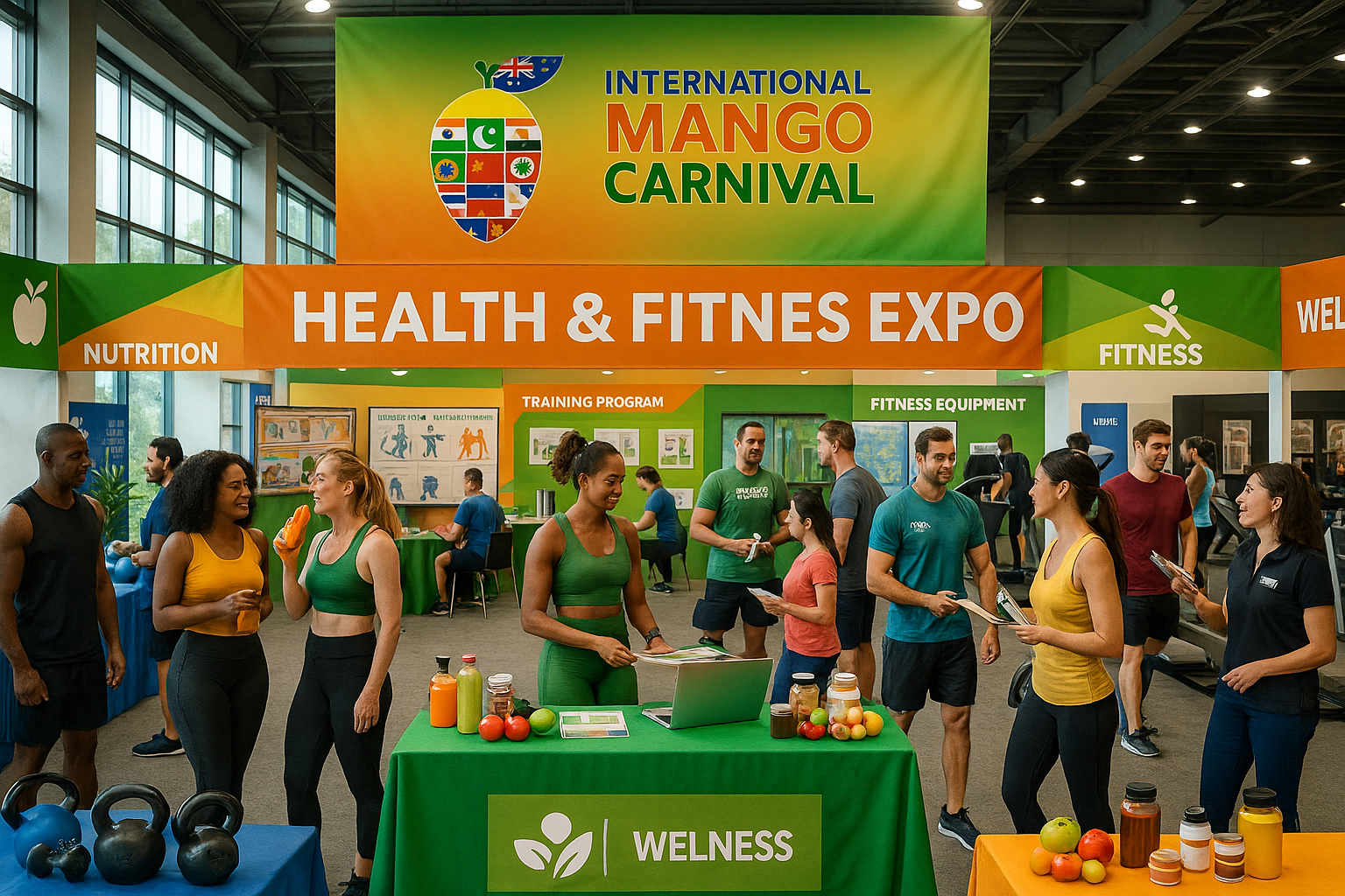 Sports and fitness expo with active lifestyle activities